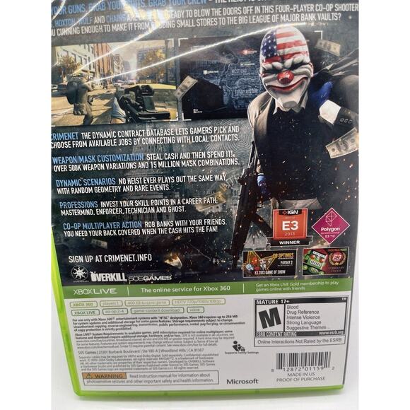 Payday 2 Microsoft Xbox 360 Video Game Complete With Manual - TESTED - Picture 7 of 7